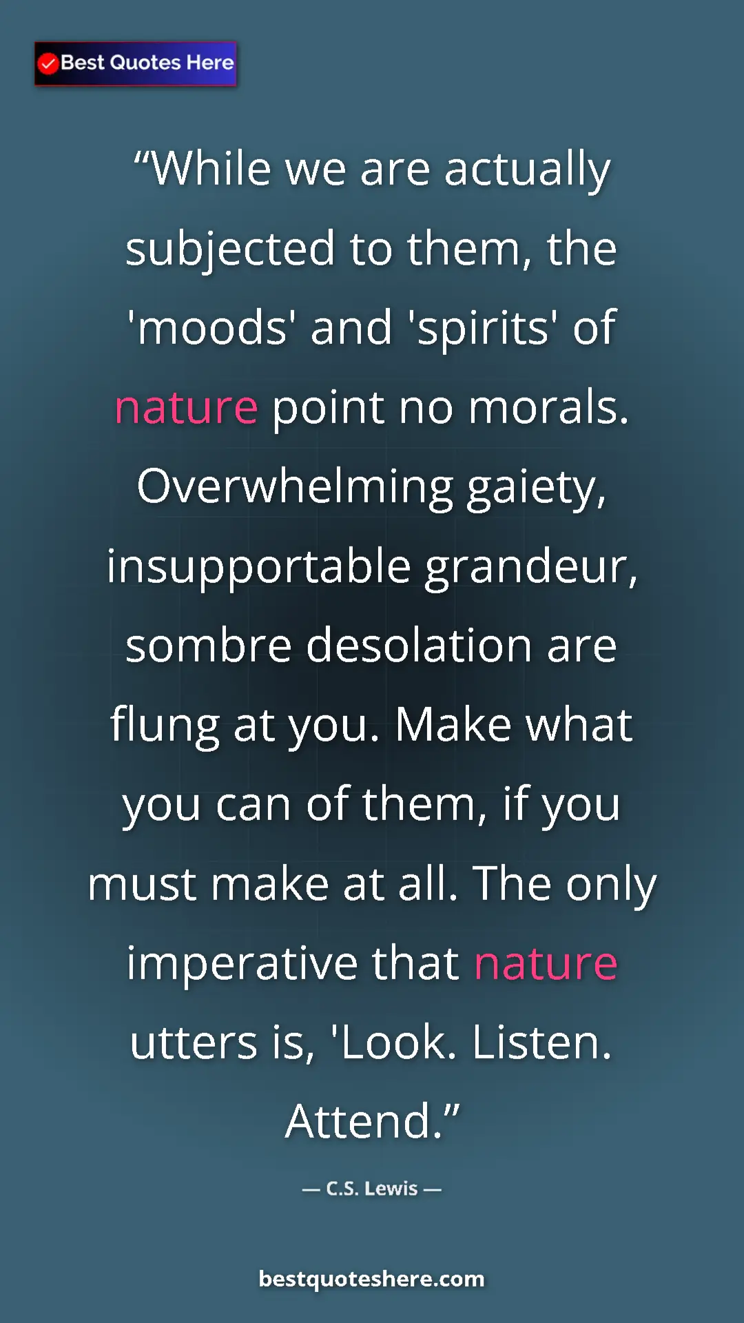 Pinterest quote poster by C.S. Lewis: "While we are actually subjected to them, the 'moods' and..."