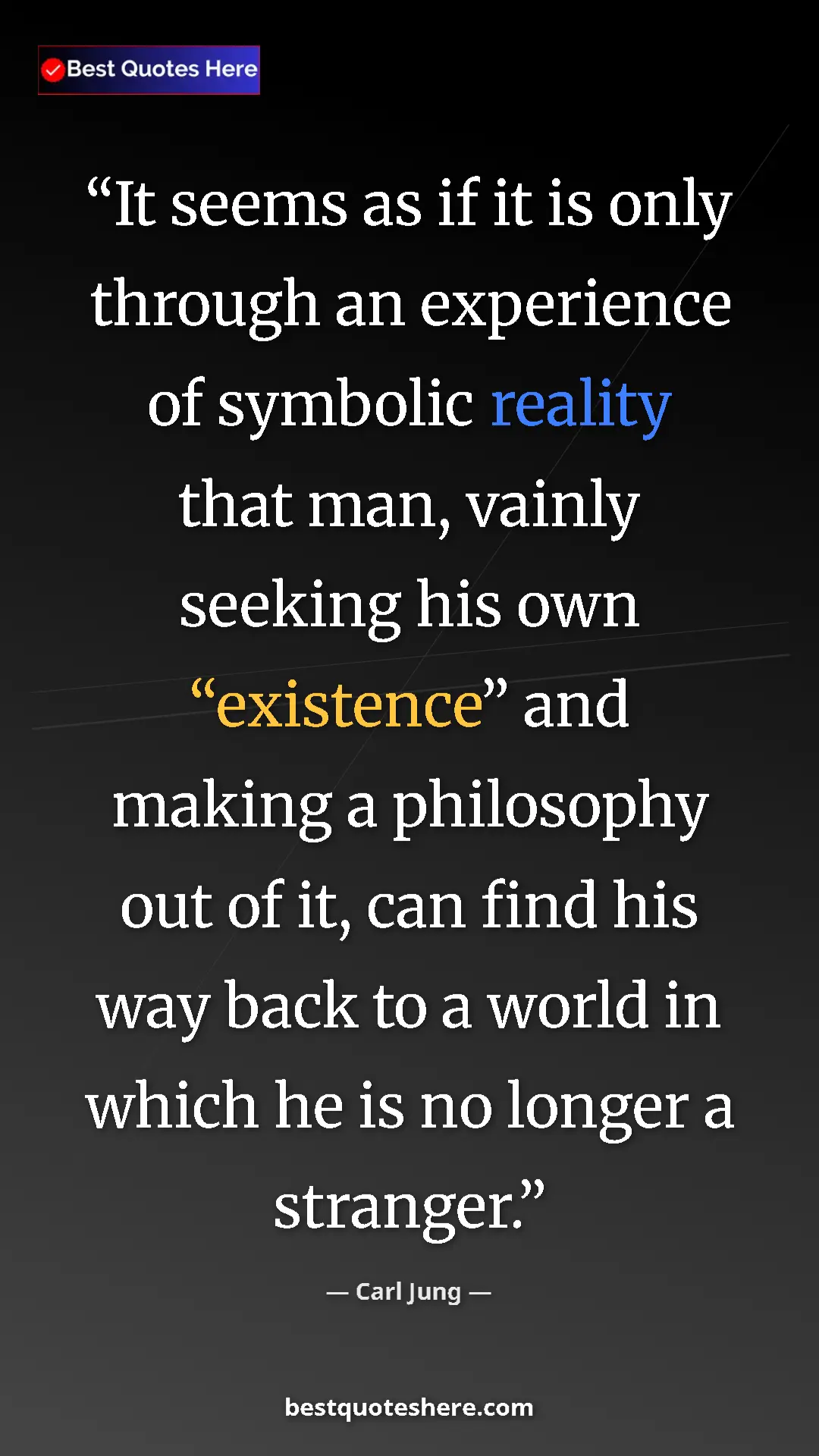 Carl Jung Quote Card: "It seems as if it is only through an experience of symbolic..." Pinterest quote poster by Carl Jung: "It seems as if it is only through an experience of symbolic..."