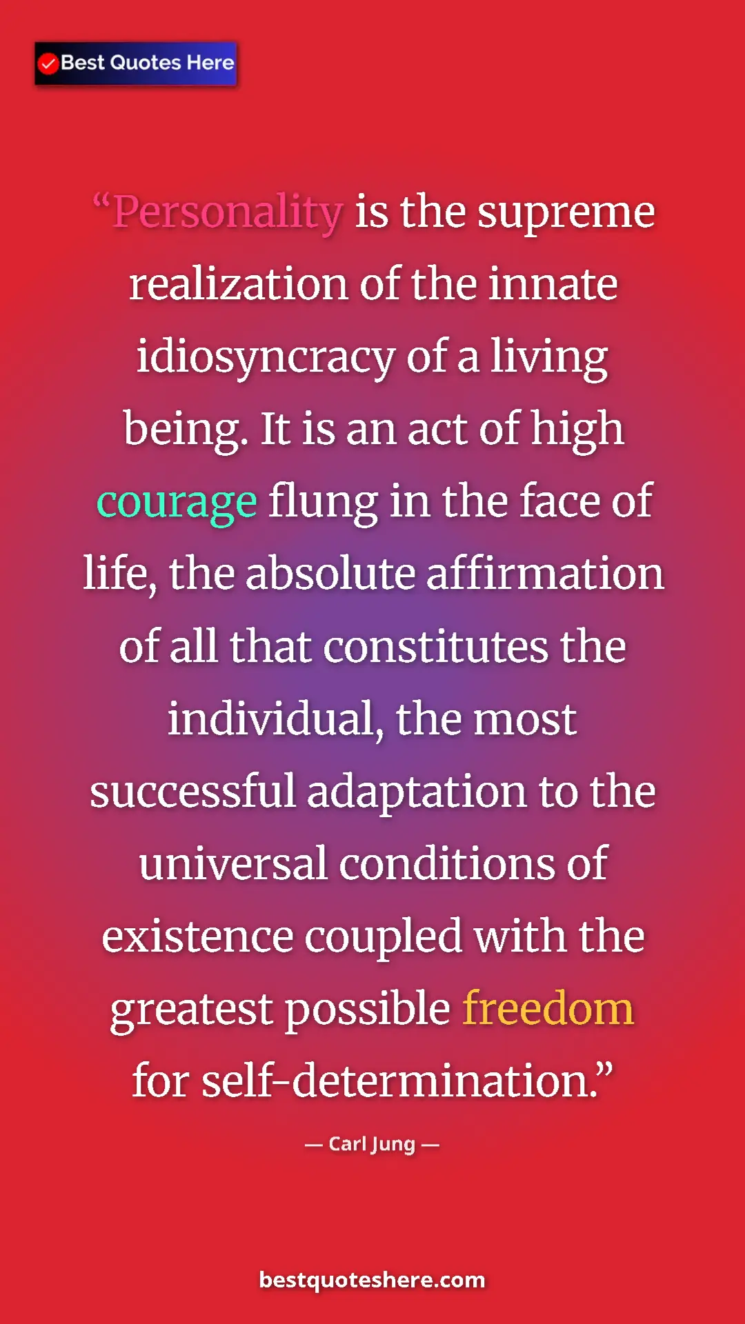 Carl Jung Quote Card: "Personality is the supreme realization of the innate..." Pinterest quote poster by Carl Jung: "Personality is the supreme realization of the innate..."