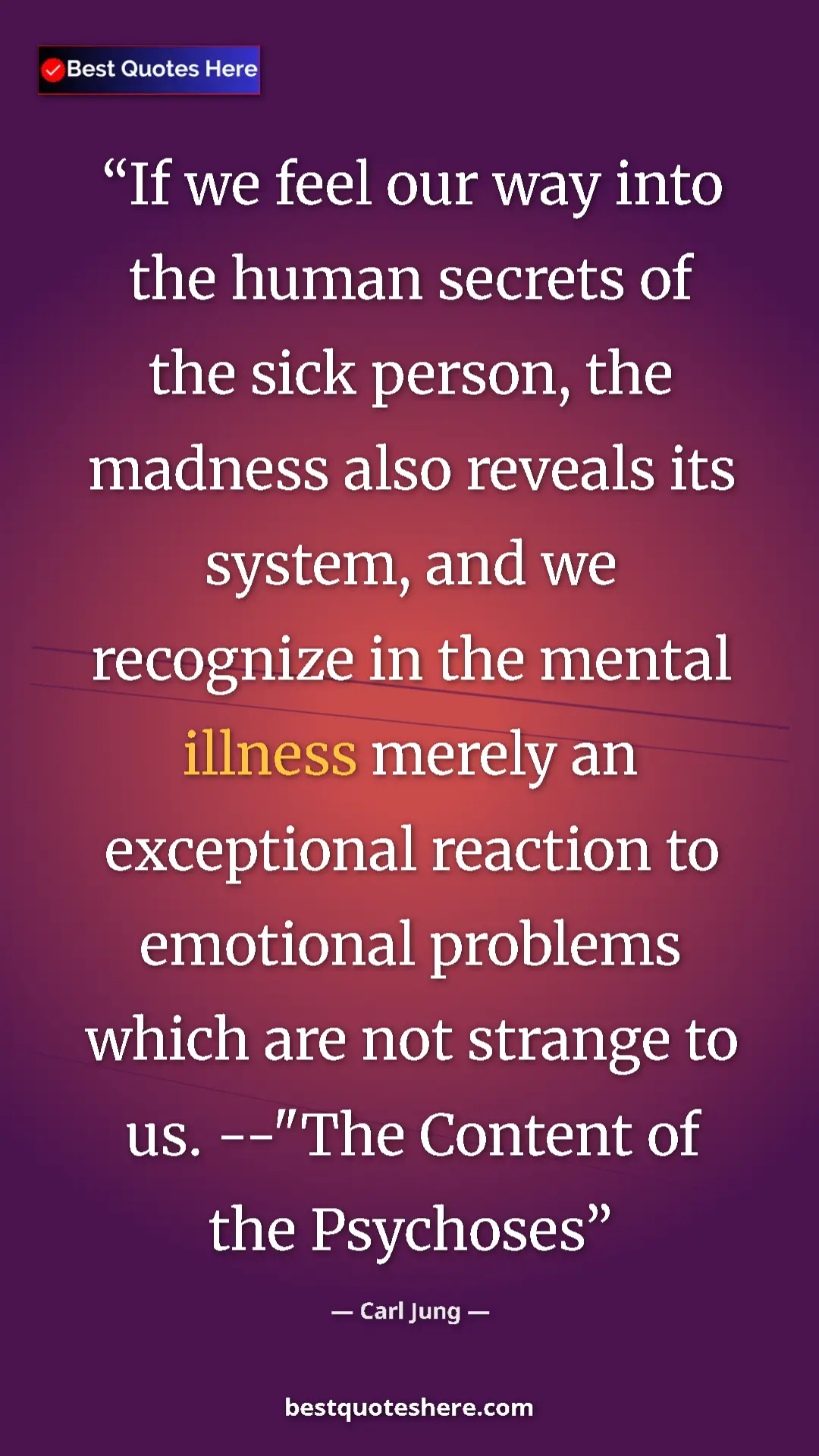 Carl Jung Quote Card: "If we feel our way into the human secrets of the sick..." Pinterest quote poster by Carl Jung: "If we feel our way into the human secrets of the sick..."