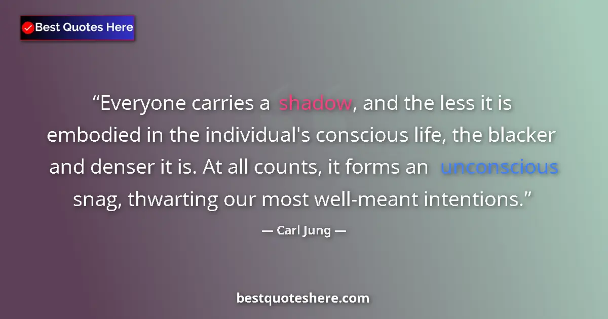 Quote by Carl Jung: Everyone carries a shadow, and the less it is embodied in the individual's conscious life, the black...