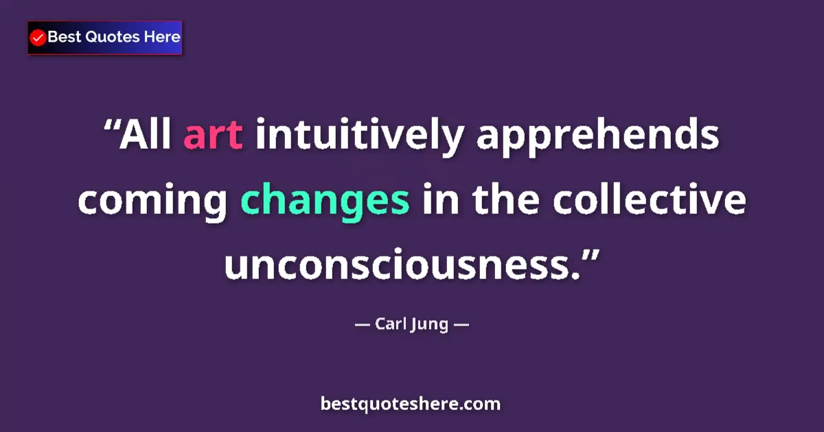 Quote by Carl Jung: All art intuitively apprehends coming changes in t
