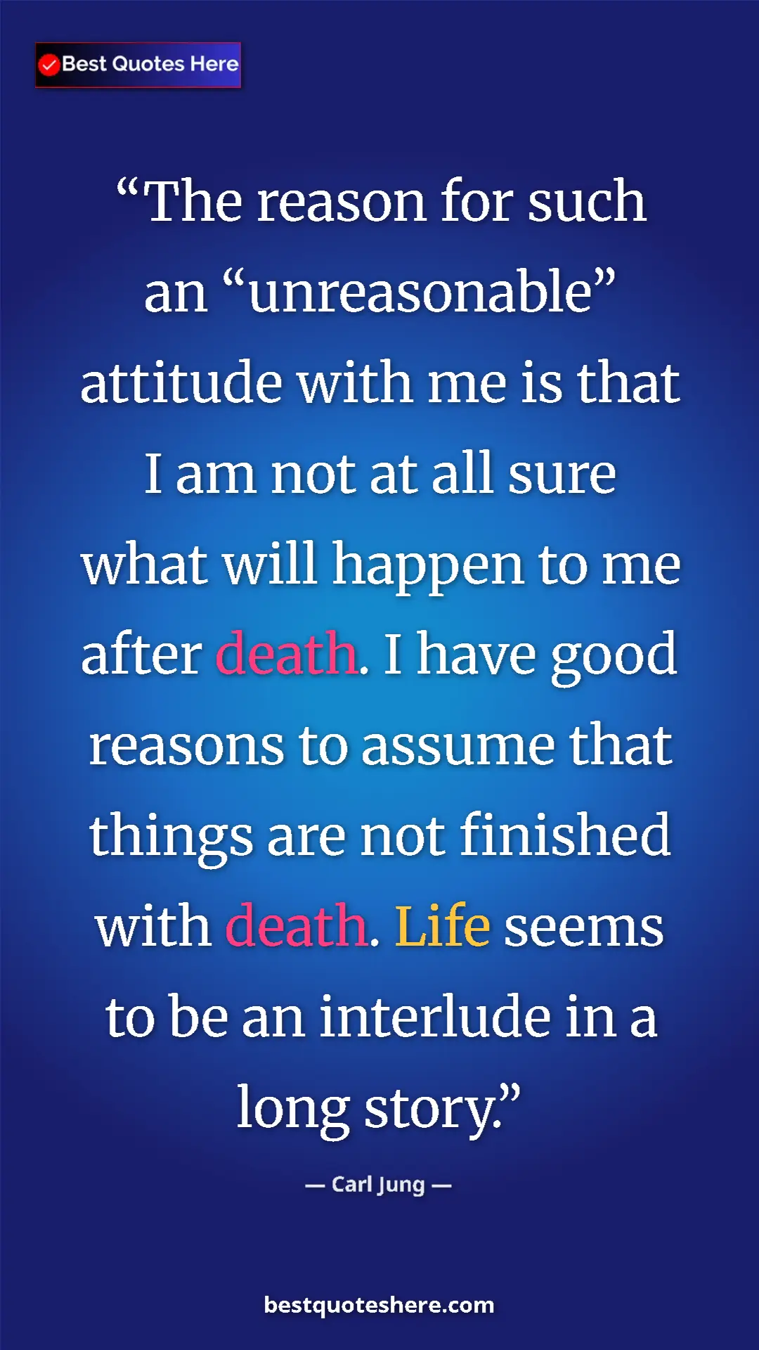 Pinterest quote poster by Carl Jung: "The reason for such an “unreasonable” attitude with me is..."