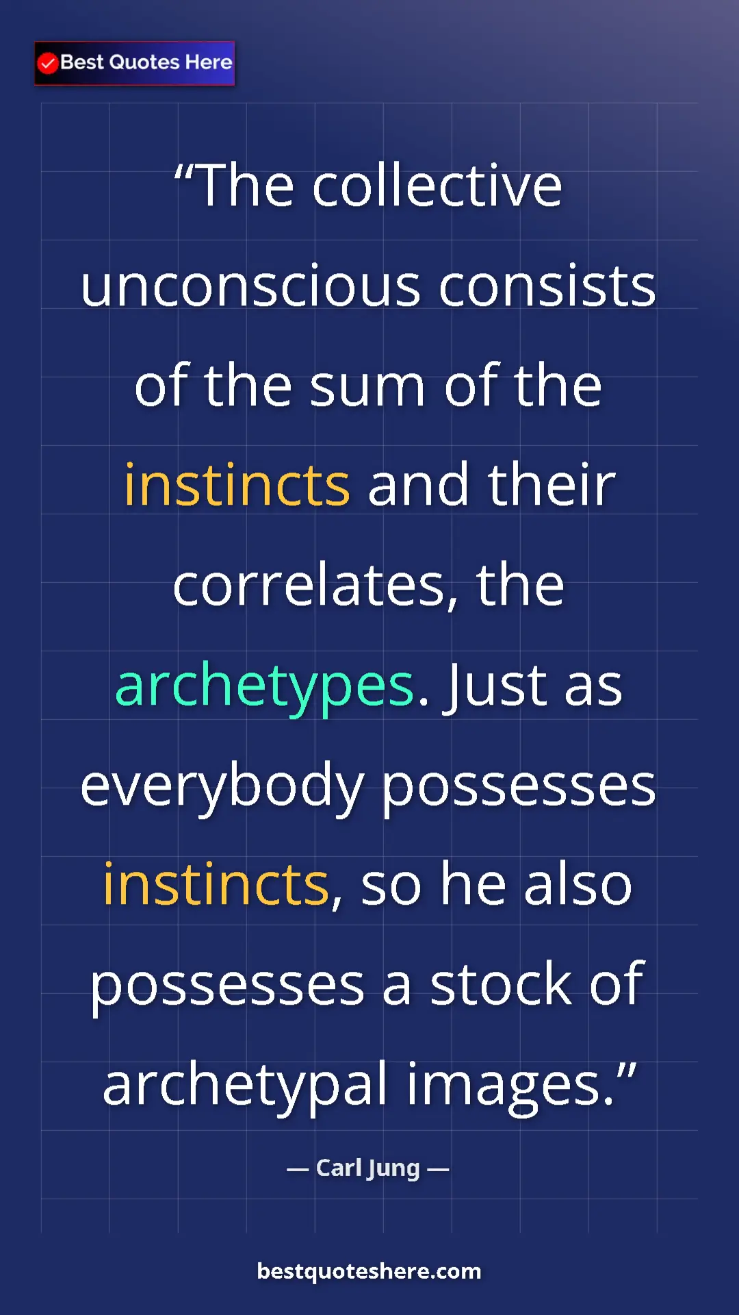 Carl Jung Quote Card: "The collective unconscious consists of the sum of the..." Pinterest quote poster by Carl Jung: "The collective unconscious consists of the sum of the..."