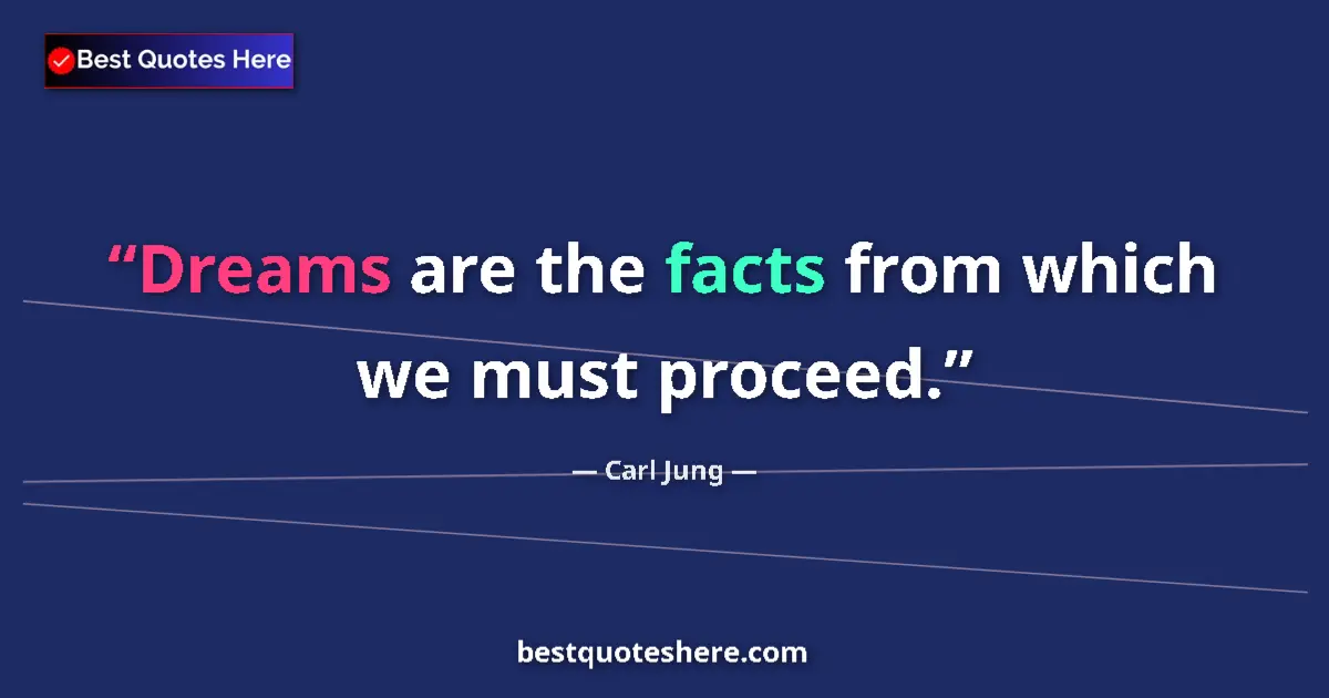 Quote by Carl Jung: Dreams are the facts from which we must proceed....