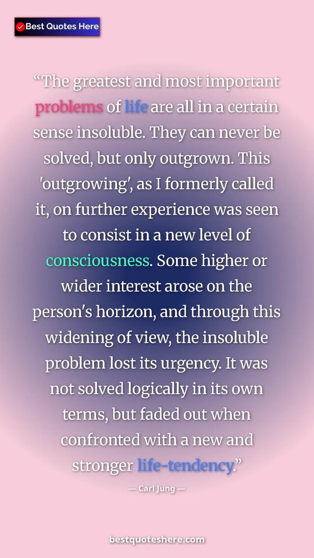 Carl Jung Quote Card: "The greatest and most important problems of life are all in..." Pinterest quote poster by Carl Jung: "The greatest and most important problems of life are all in..."