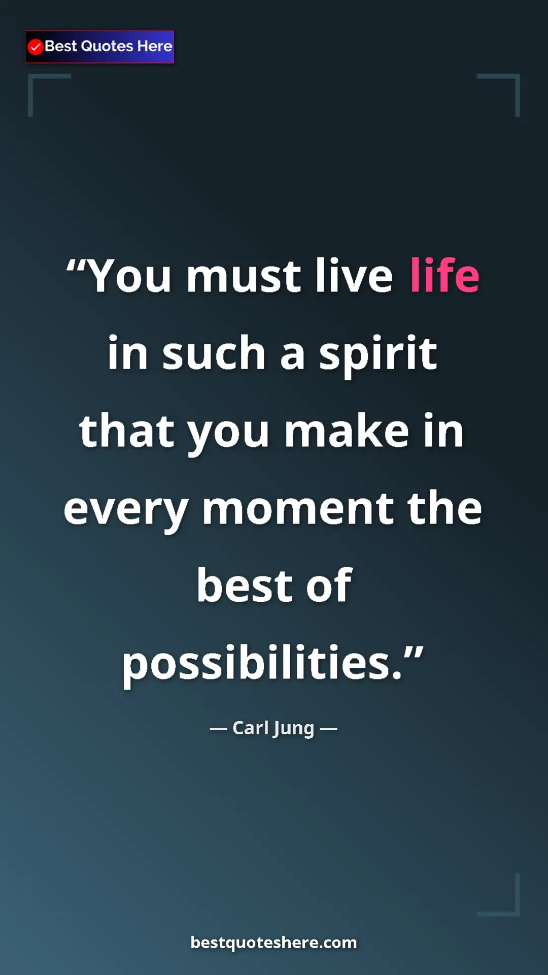 Carl Jung Quote Card: "You must live life in such a spirit that you make in every..." Pinterest quote poster by Carl Jung: "You must live life in such a spirit that you make in every..."