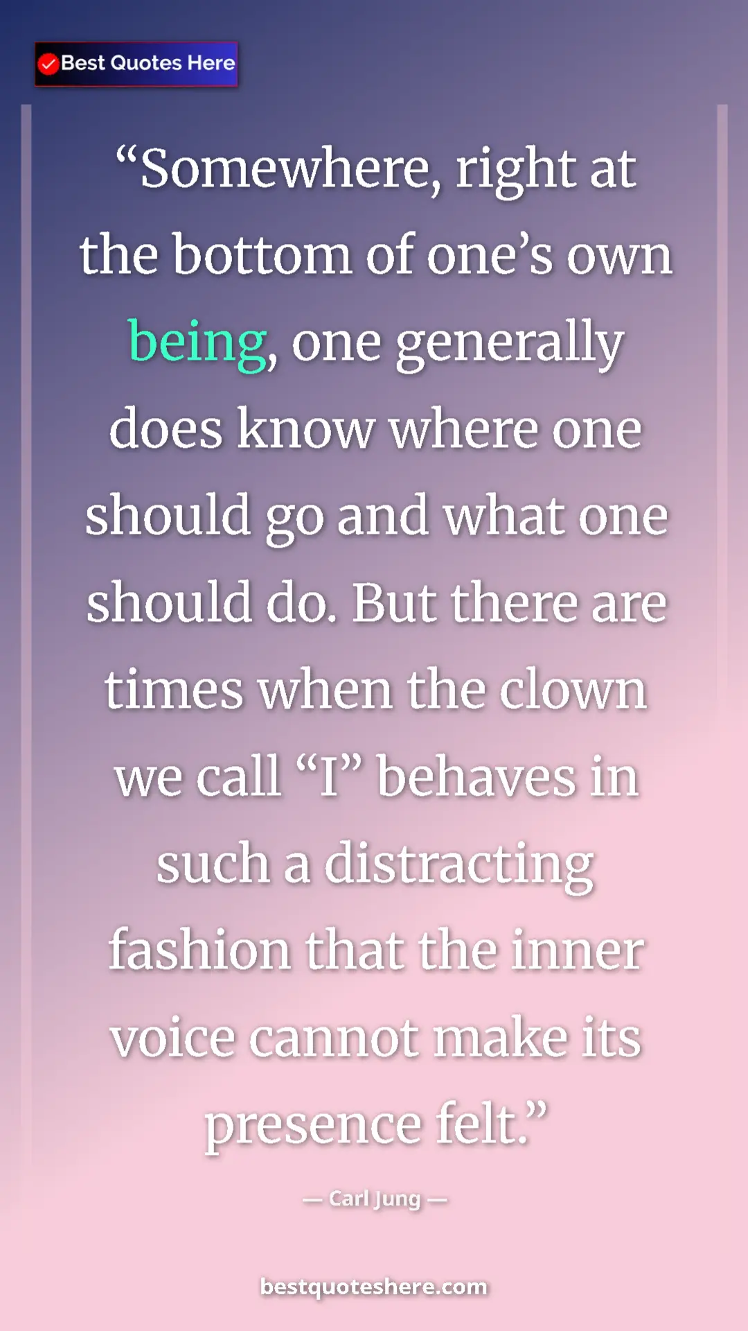 Carl Jung Quote Card: "Somewhere, right at the bottom of one’s own being, one..." Pinterest quote poster by Carl Jung: "Somewhere, right at the bottom of one’s own being, one..."