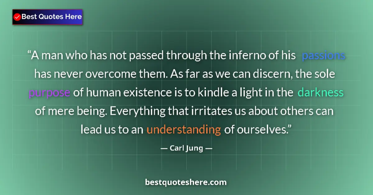 Quote by Carl Jung: A man who has not passed through the inferno of his passions has never overcome them. As far as we c...