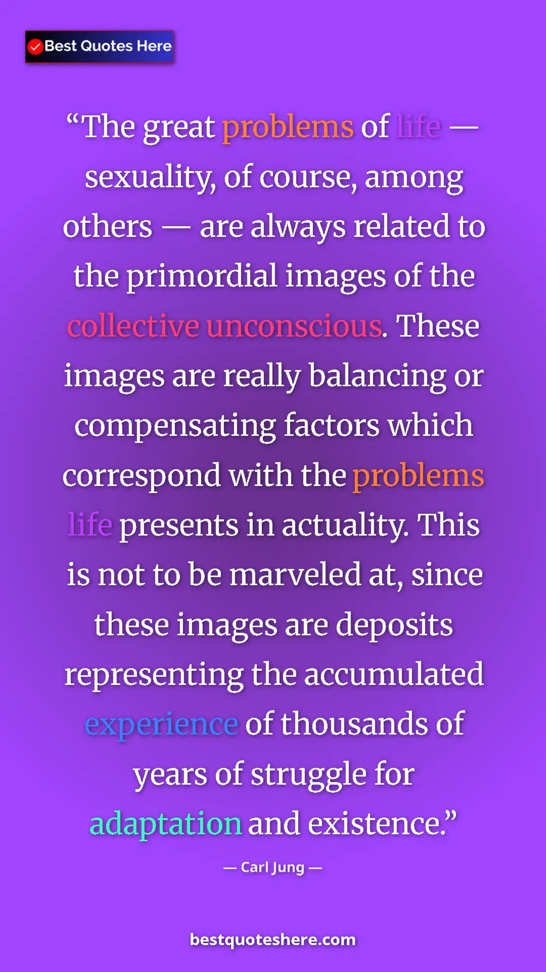 Carl Jung Quote Card: "The great problems of life — sexuality, of course, among..." Pinterest quote poster by Carl Jung: "The great problems of life — sexuality, of course, among..."