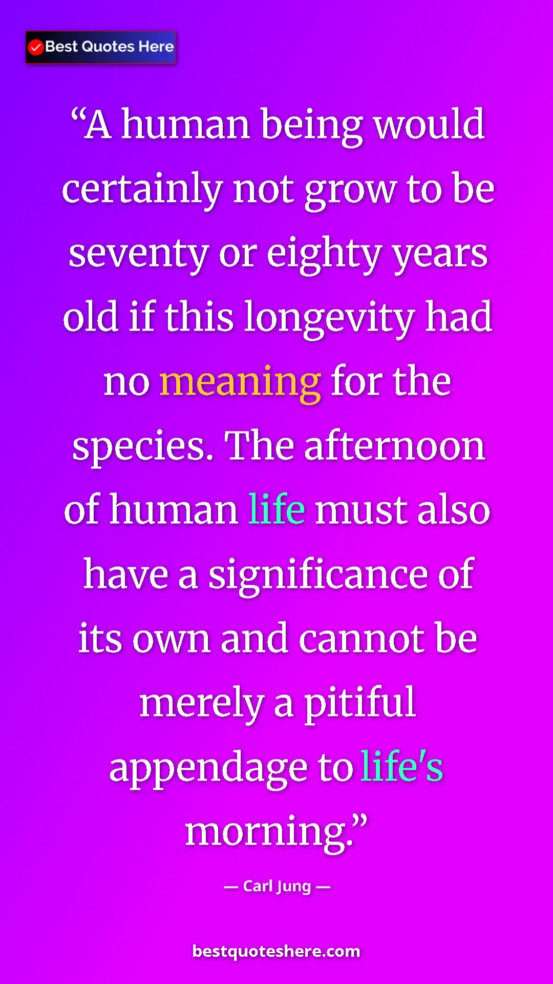Carl Jung Quote Card: "A human being would certainly not grow to be seventy or..." Pinterest quote poster by Carl Jung: "A human being would certainly not grow to be seventy or..."