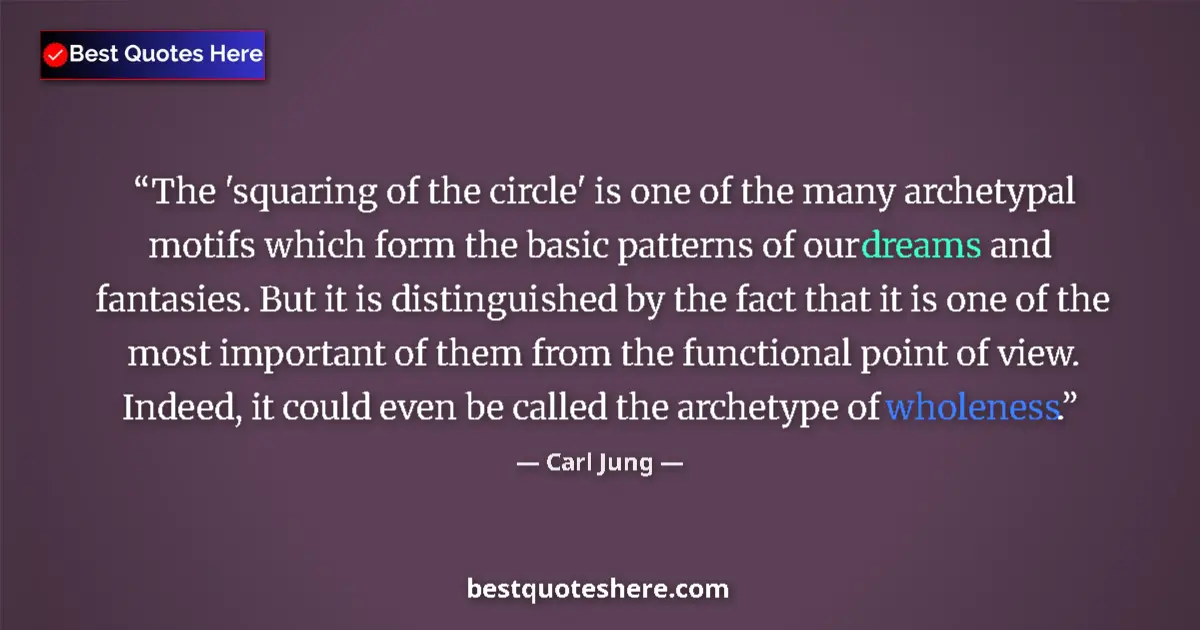 Quote by Carl Jung: The 'squaring of the circle' is one of the many archetypal motifs which form the basic patterns of o...