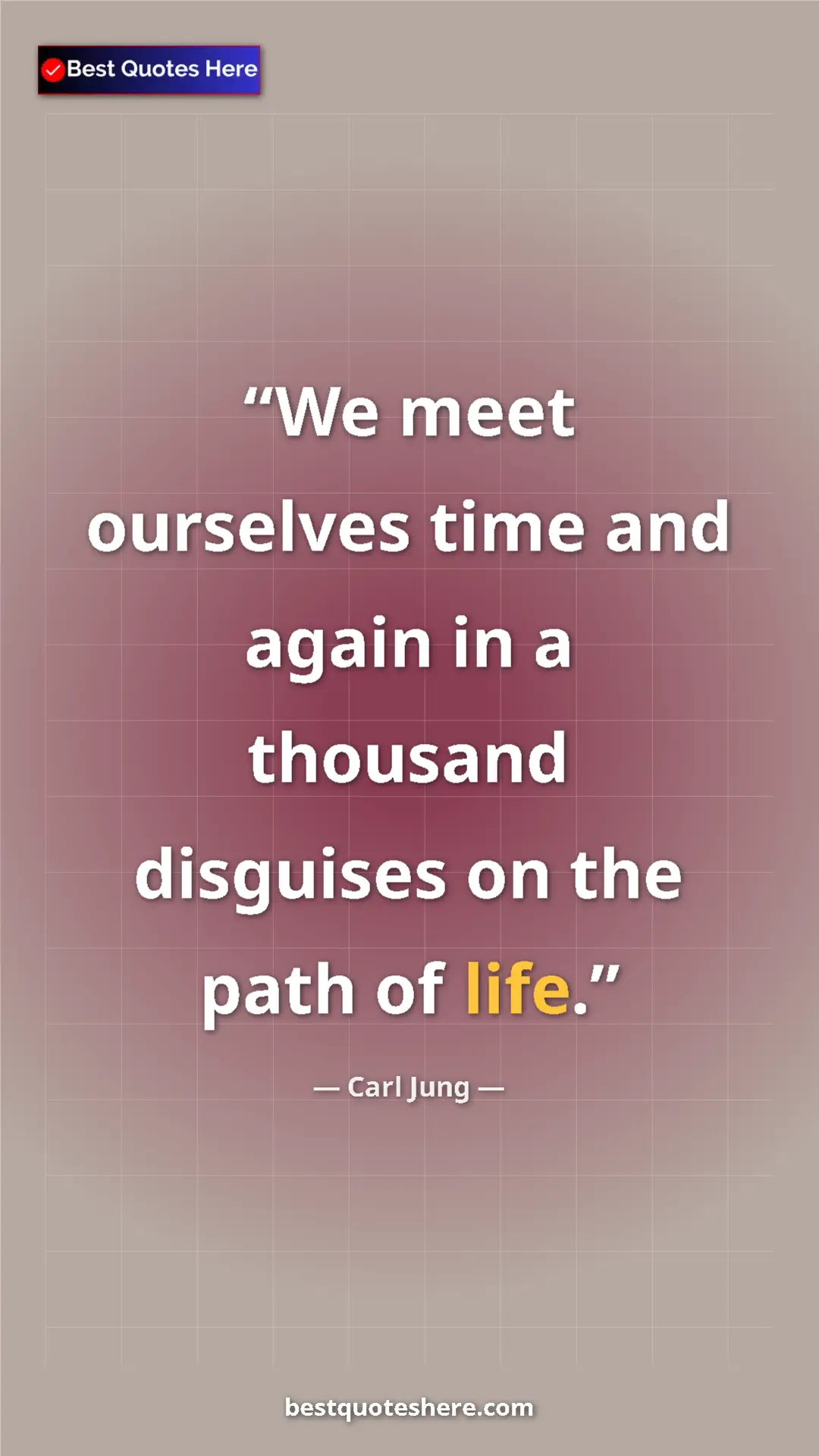 Pinterest quote poster by Carl Jung: "We meet ourselves time and again in a thousand disguises on..."