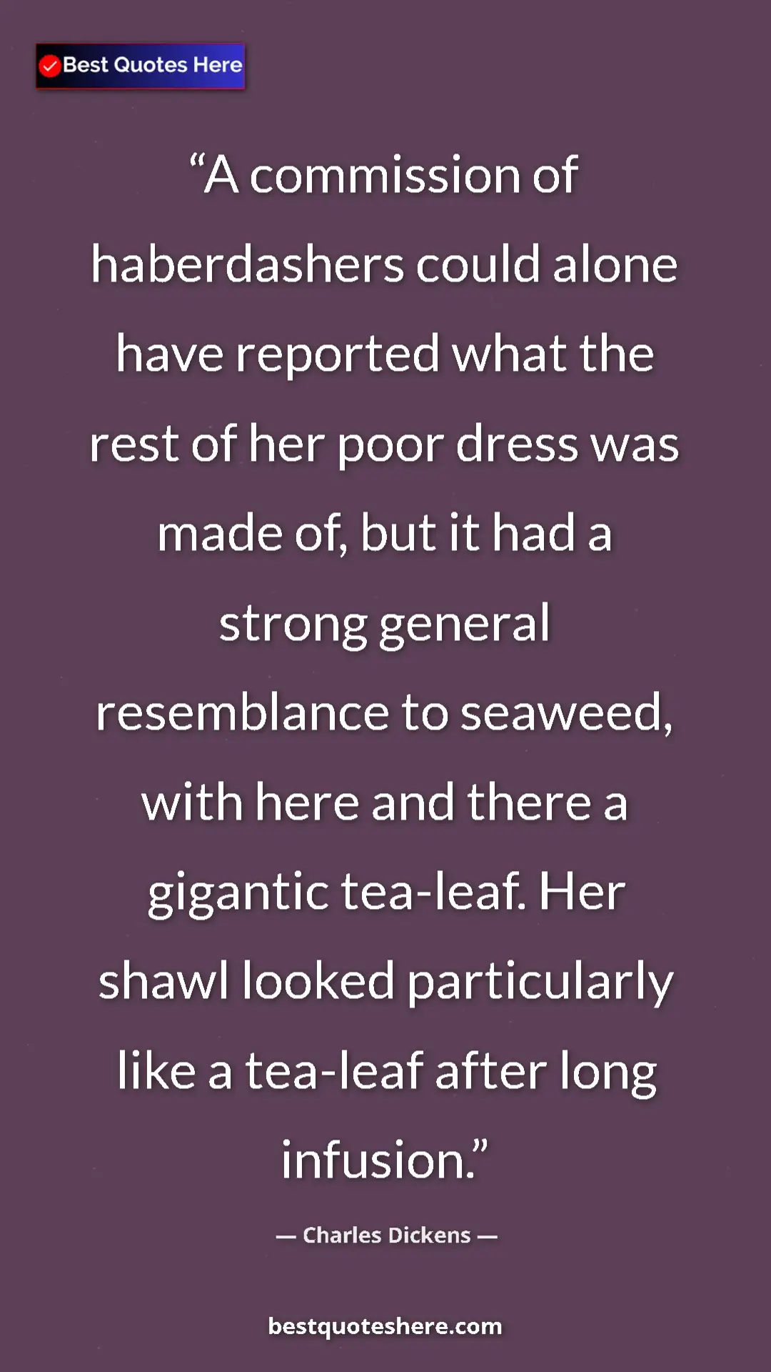 Charles Dickens Quote Card: "A commission of haberdashers could alone have reported what..." Pinterest quote poster by Charles Dickens: "A commission of haberdashers could alone have reported what..."