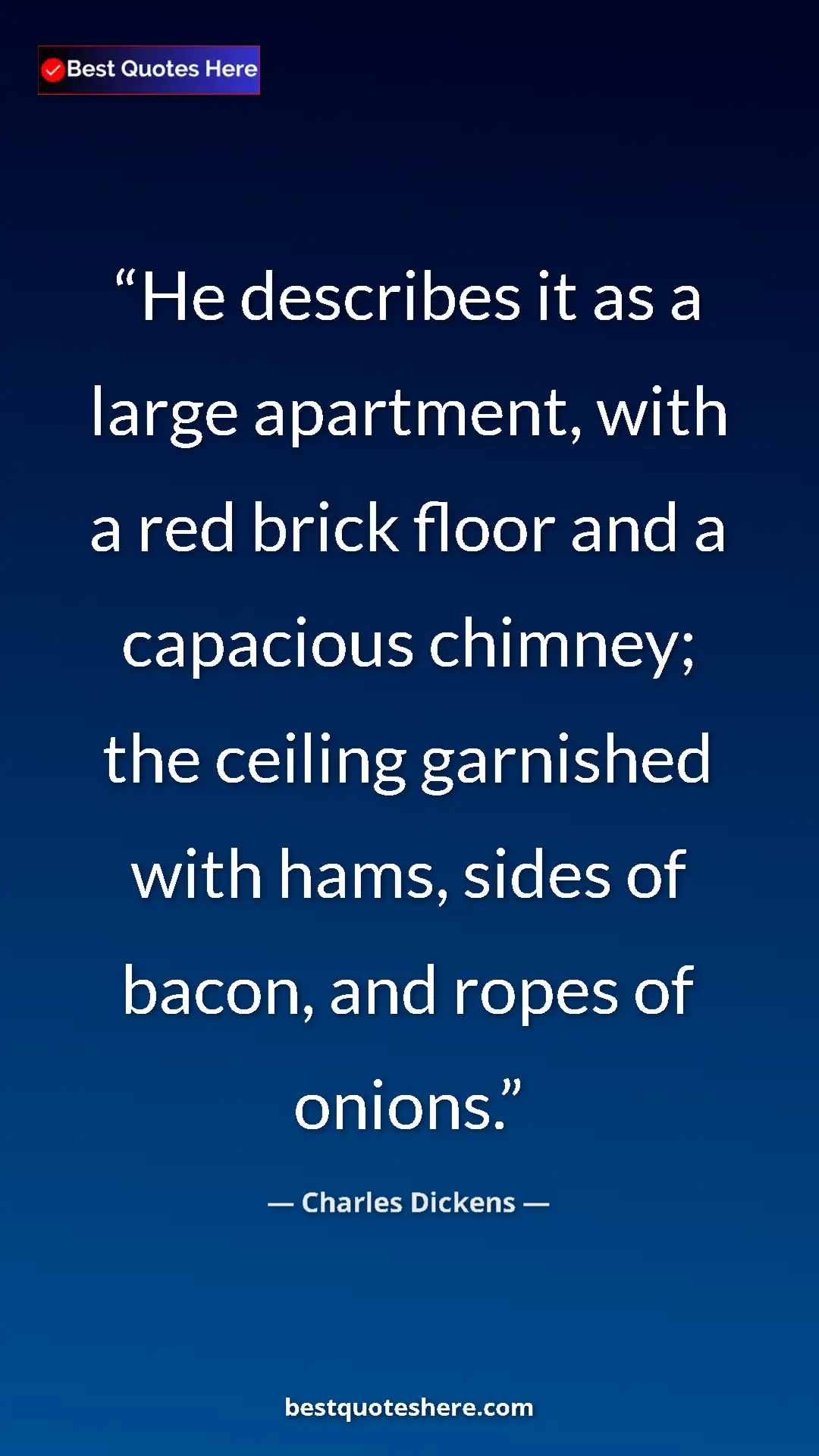 Pinterest quote poster by Charles Dickens: "He describes it as a large apartment, with a red brick..."