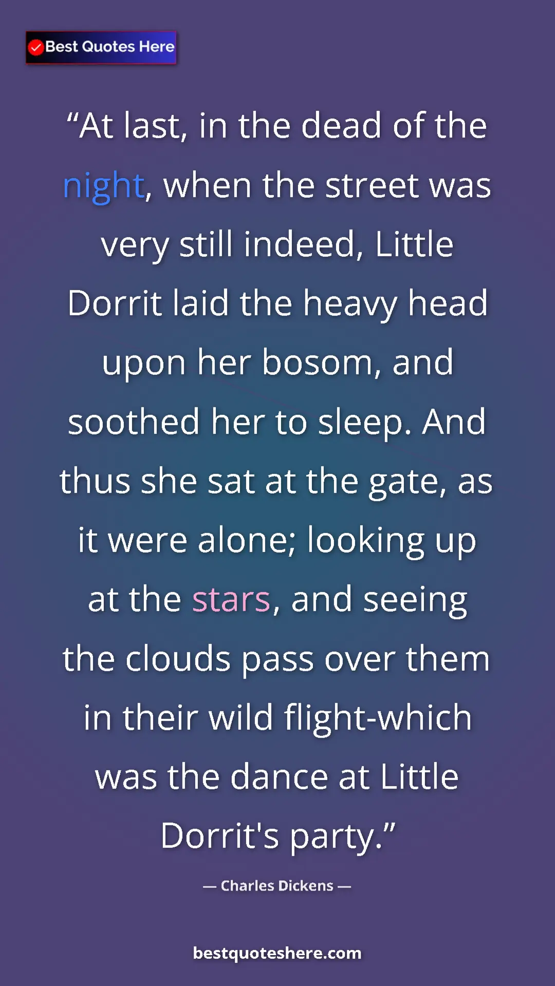 Charles Dickens Quote Card: "At last, in the dead of the night, when the street was very..." Pinterest quote poster by Charles Dickens: "At last, in the dead of the night, when the street was very..."