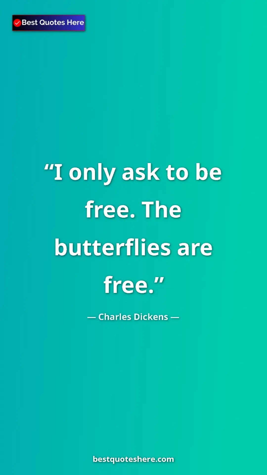 Charles Dickens Quote Card: "I only ask to be free. The butterflies are free." Pinterest quote poster by Charles Dickens: "I only ask to be free. The butterflies are free."