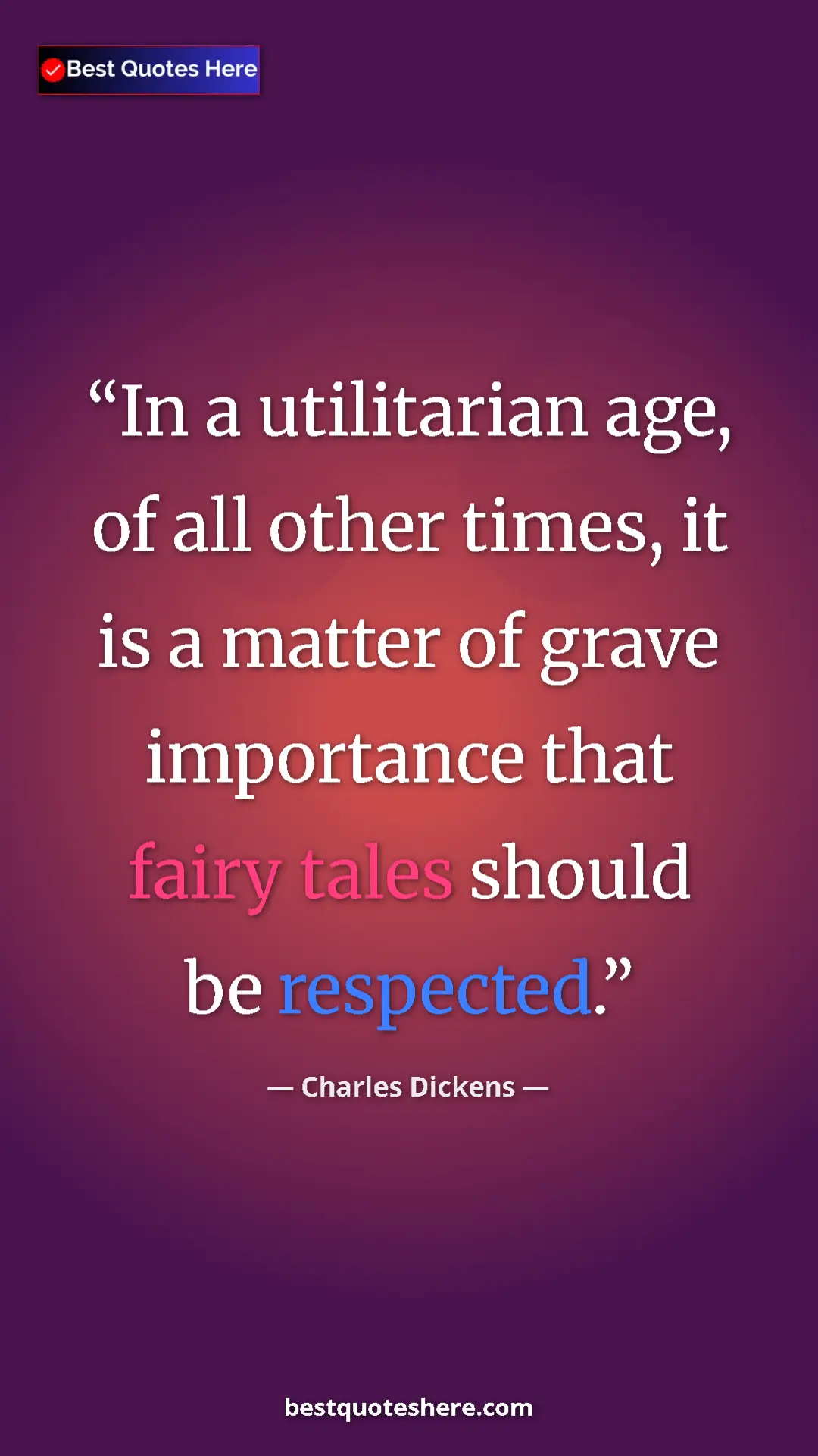 Charles Dickens Quote Card: "In a utilitarian age, of all other times, it is a matter of..." Pinterest quote poster by Charles Dickens: "In a utilitarian age, of all other times, it is a matter of..."