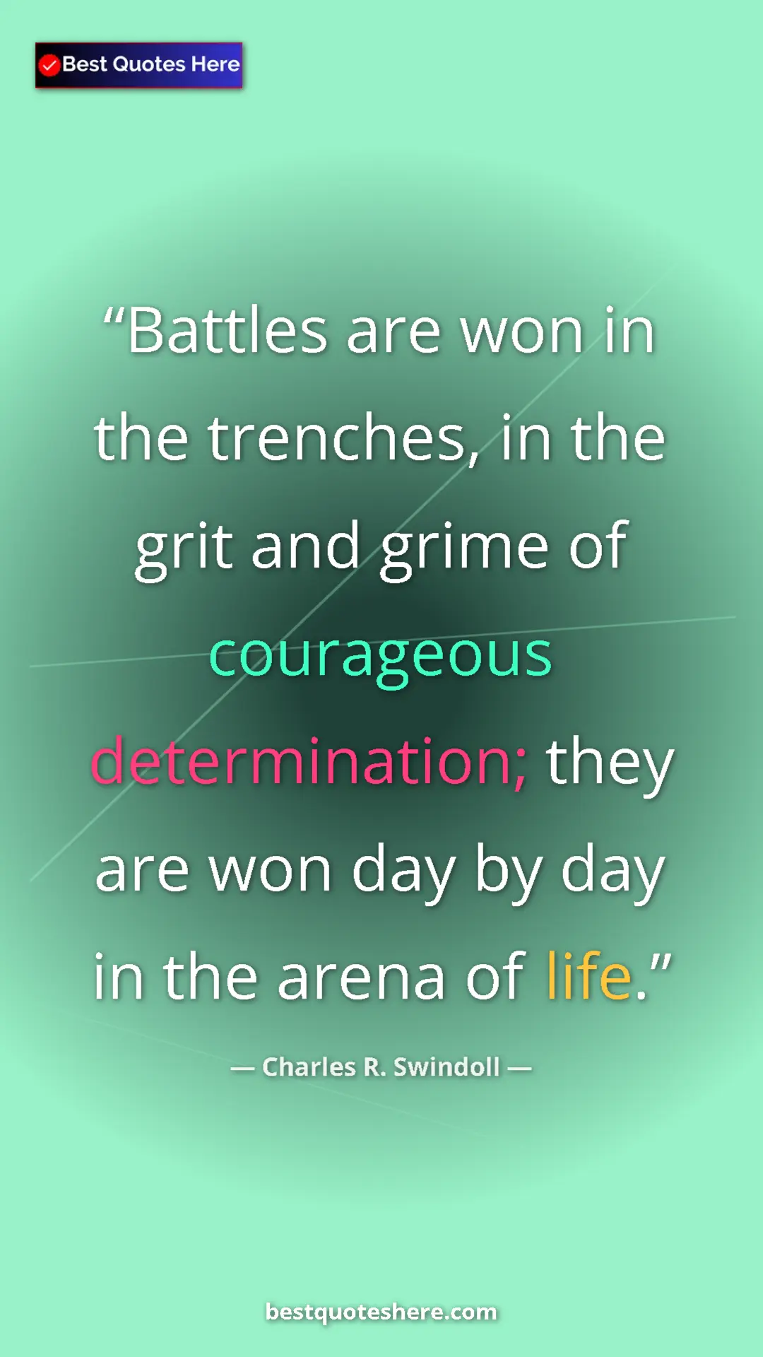 Pinterest quote poster by Charles R. Swindoll: "Battles are won in the trenches, in the grit and grime of..."