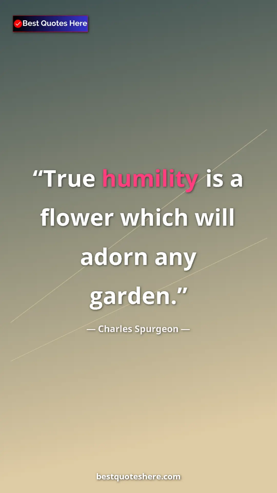 Pinterest quote poster by Charles Spurgeon: "True humility is a flower which will adorn any garden."