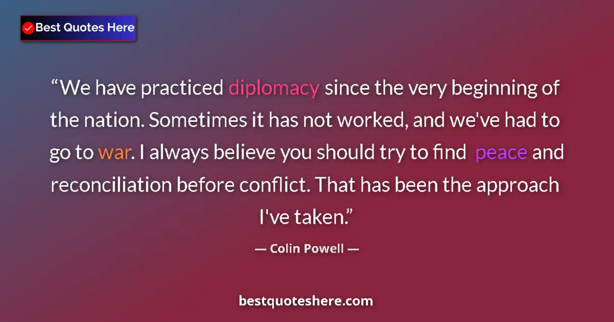 Quote by Colin Powell: We have practiced diplomacy since the very beginning of the nation. Sometimes it has not worked, and...