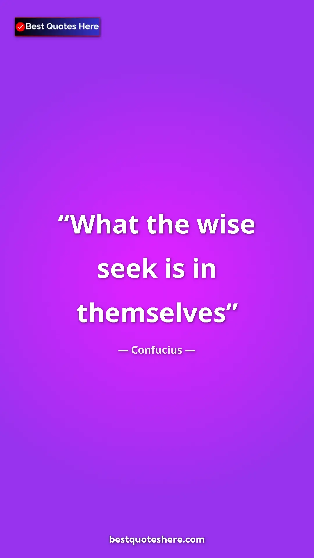 Confucius Quote Card: "What the wise seek is in themselves" Pinterest quote poster by Confucius: "What the wise seek is in themselves"