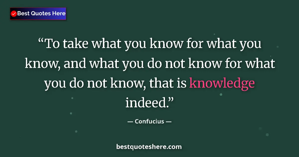 Confucius quote: "To take what you know for what you know, and what you do..."