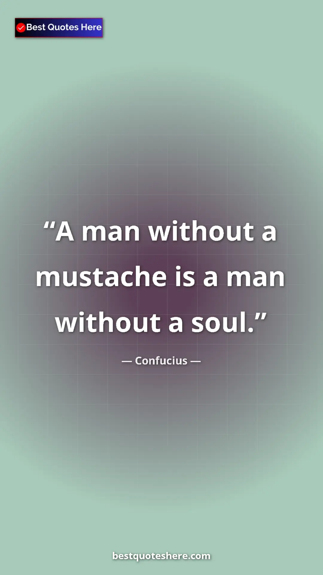 Pinterest quote poster by Confucius: "A man without a mustache is a man without a soul."
