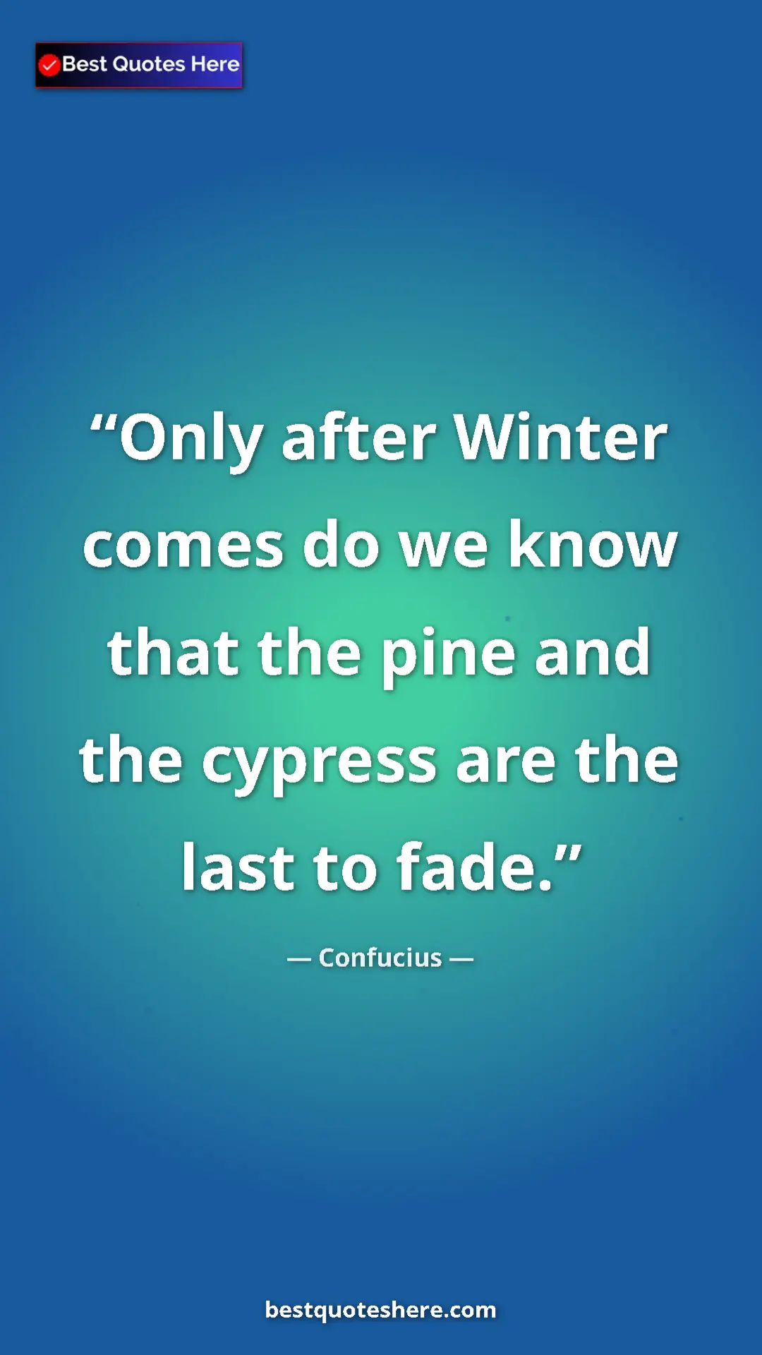 Pinterest quote poster by Confucius: "Only after Winter comes do we know that the pine and the..."