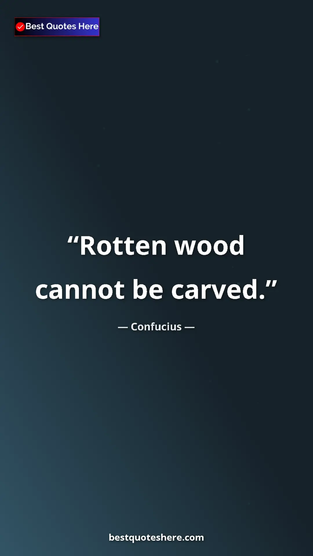 Pinterest quote poster by Confucius: "Rotten wood cannot be carved."