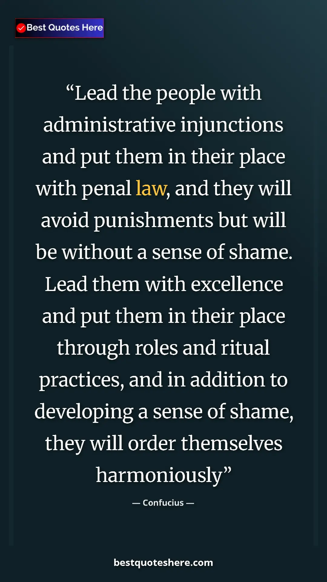 Confucius Quote Card: "Lead the people with administrative injunctions and put..." Pinterest quote poster by Confucius: "Lead the people with administrative injunctions and put..."