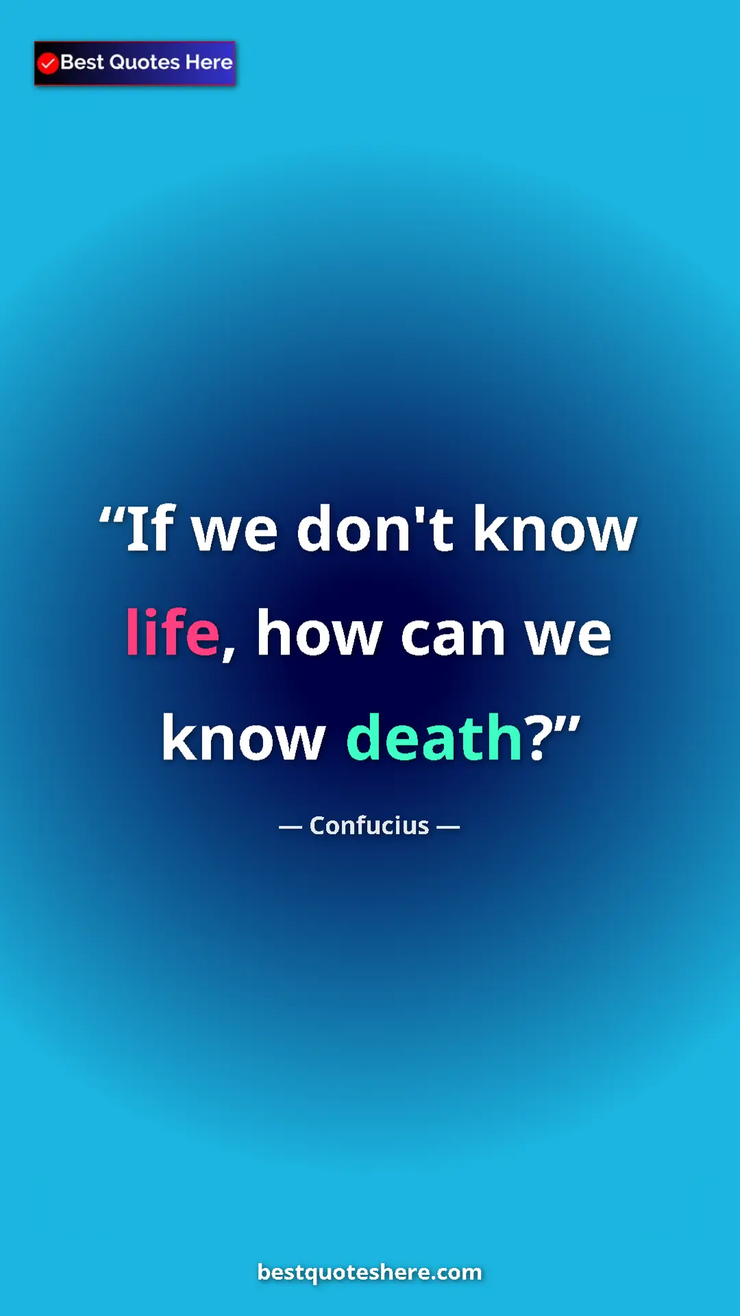Pinterest quote poster by Confucius: "If we don't know life, how can we know death?"