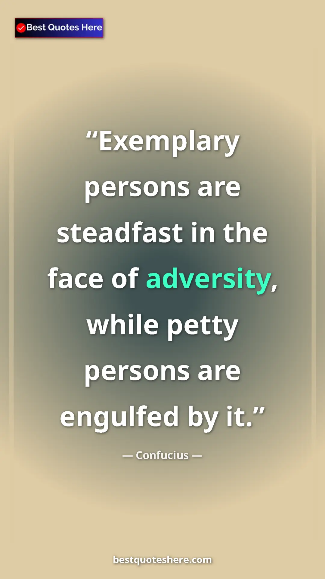 Pinterest quote poster by Confucius: "Exemplary persons are steadfast in the face of adversity,..."