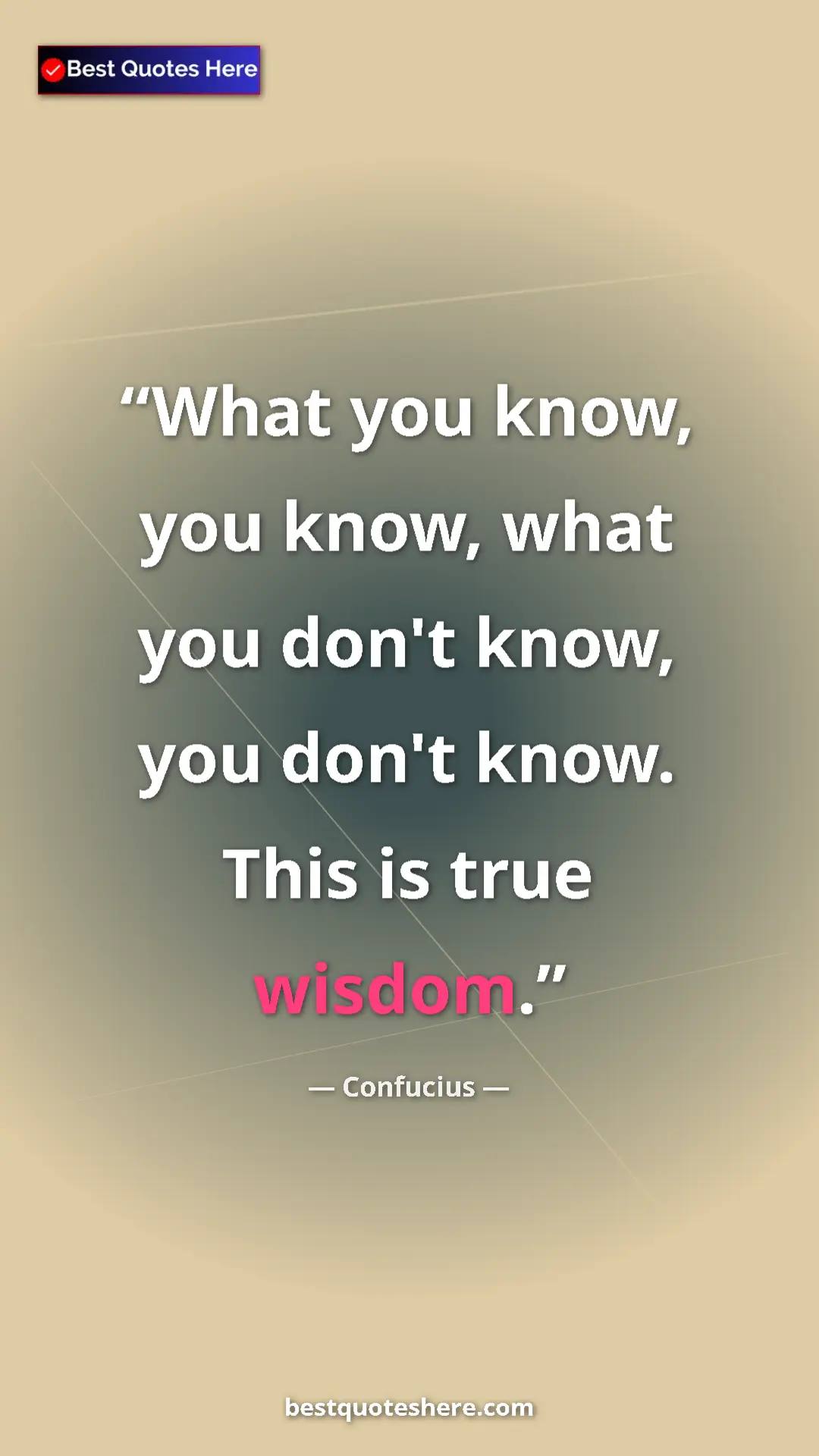 Pinterest quote poster by Confucius: "What you know, you know, what you don't know, you don't..."