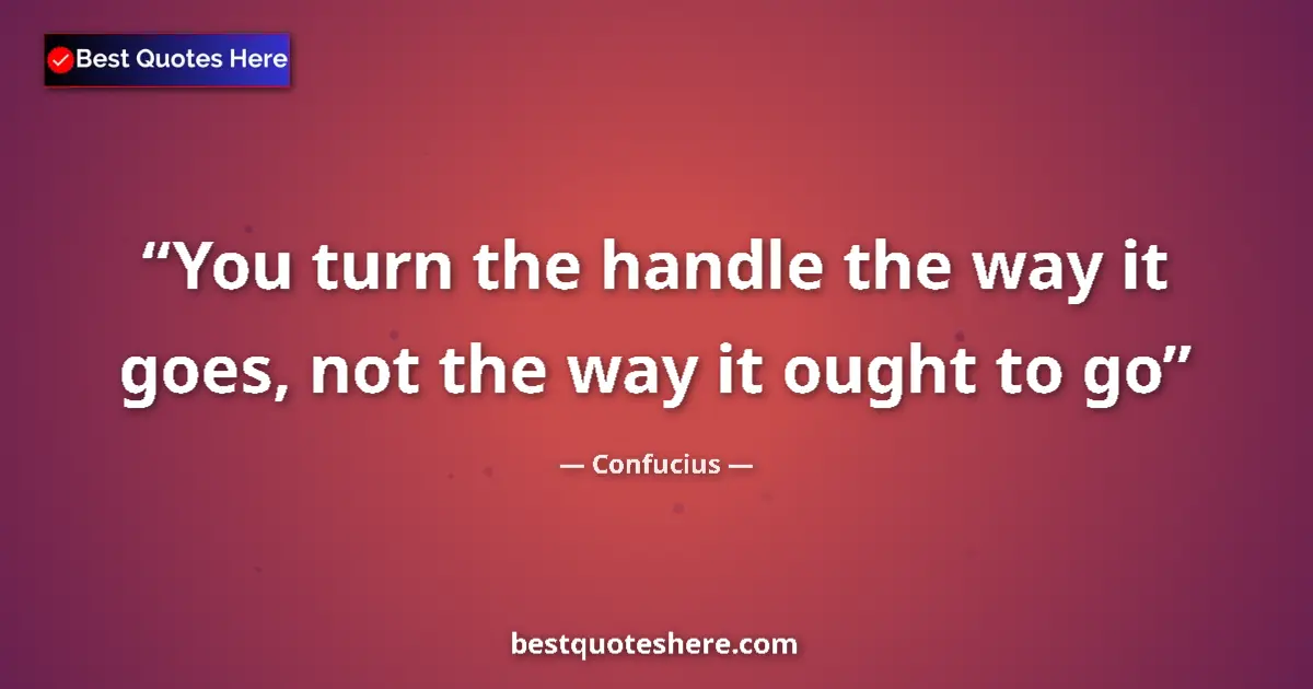 Quote by Confucius: You turn the handle the way it goes, not the way it ought to go...