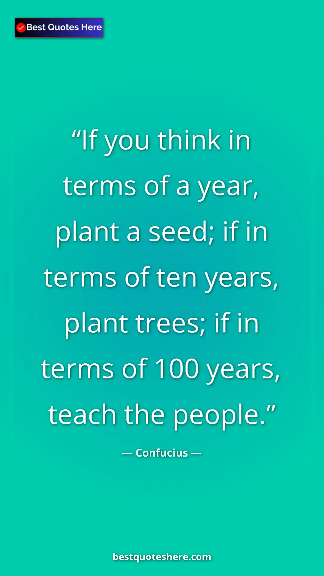 Pinterest quote poster by Confucius: "If you think in terms of a year, plant a seed; if in terms..."