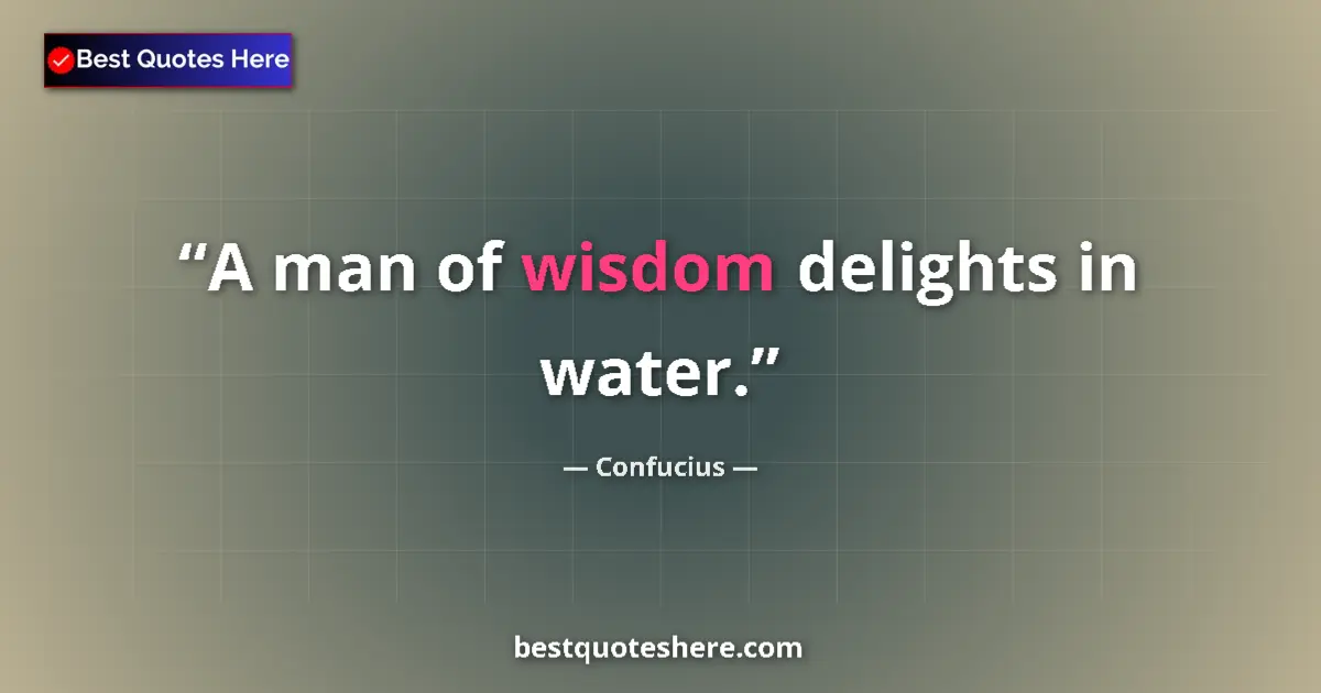 Quote by Confucius: A man of wisdom delights in water.