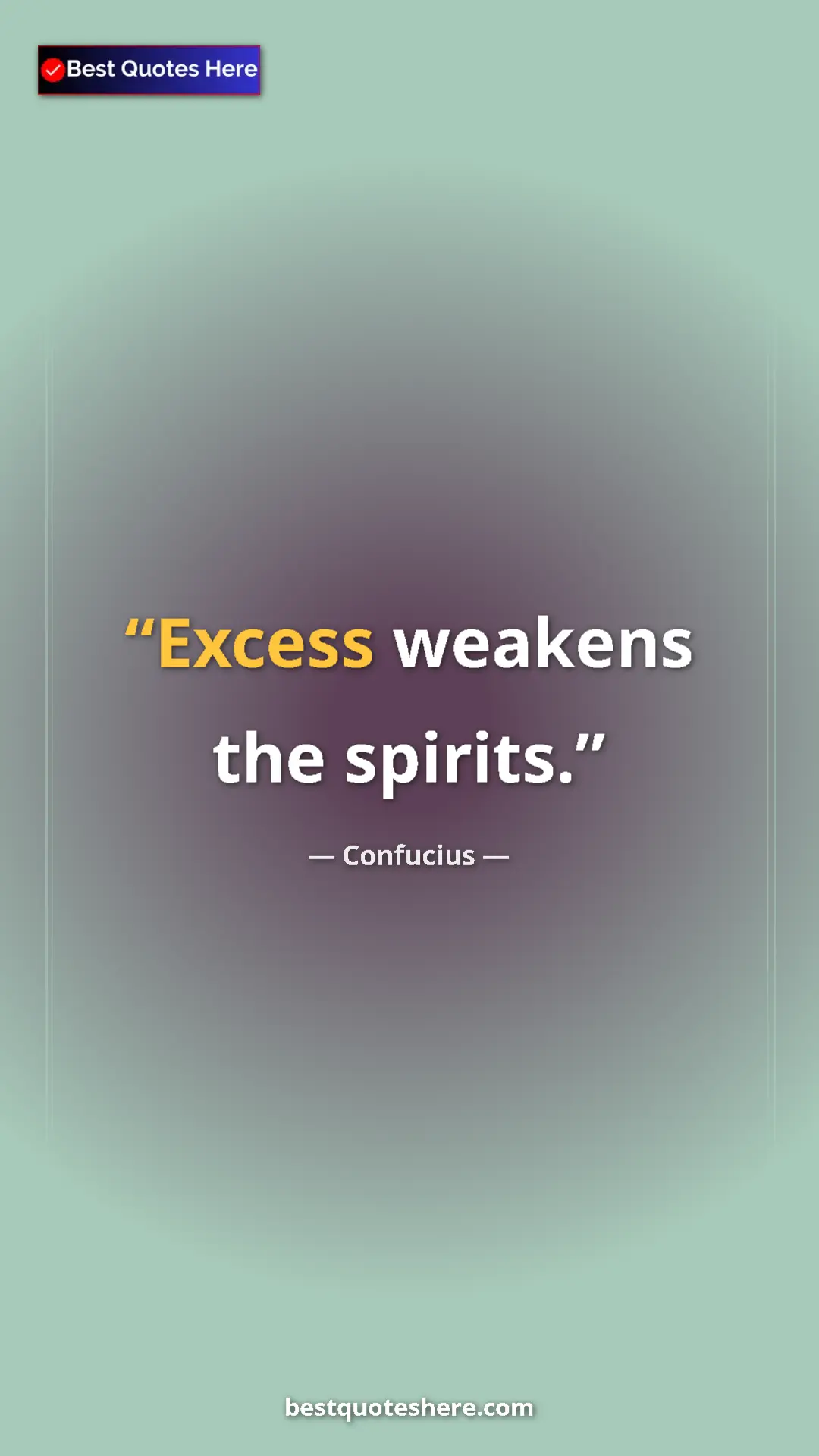 Pinterest quote poster by Confucius: "Excess weakens the spirits."