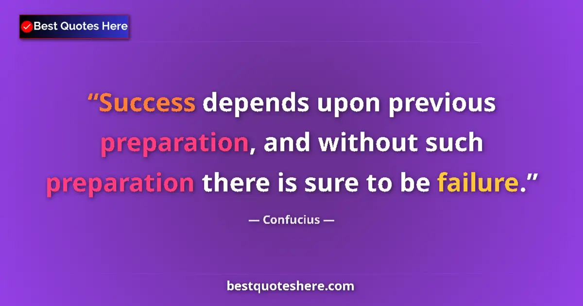 Quote by Confucius: Success depends upon previous preparation, and without such preparation there is sure to be failure....
