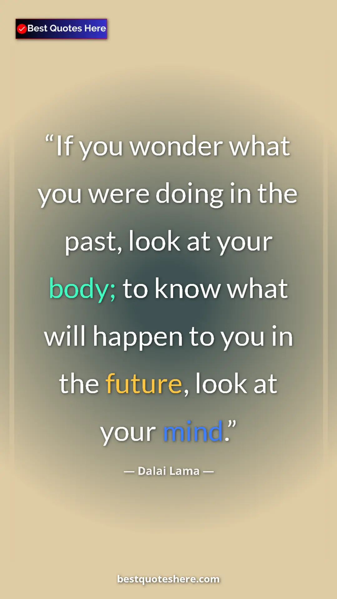 Pinterest quote poster by Dalai Lama: "If you wonder what you were doing in the past, look at your..."