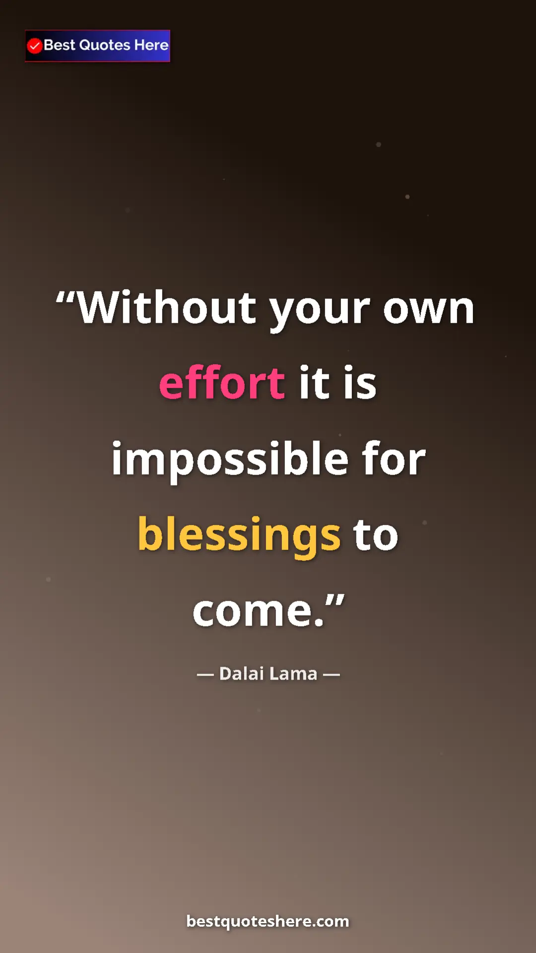 Pinterest quote poster by Dalai Lama: "Without your own effort it is impossible for blessings to..."