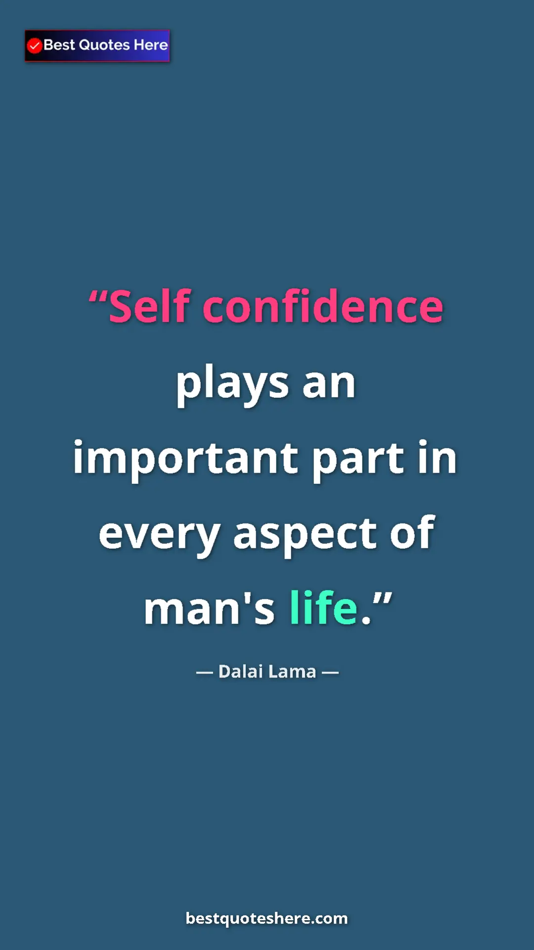 Pinterest quote poster by Dalai Lama: "Self confidence plays an important part in every aspect of..."
