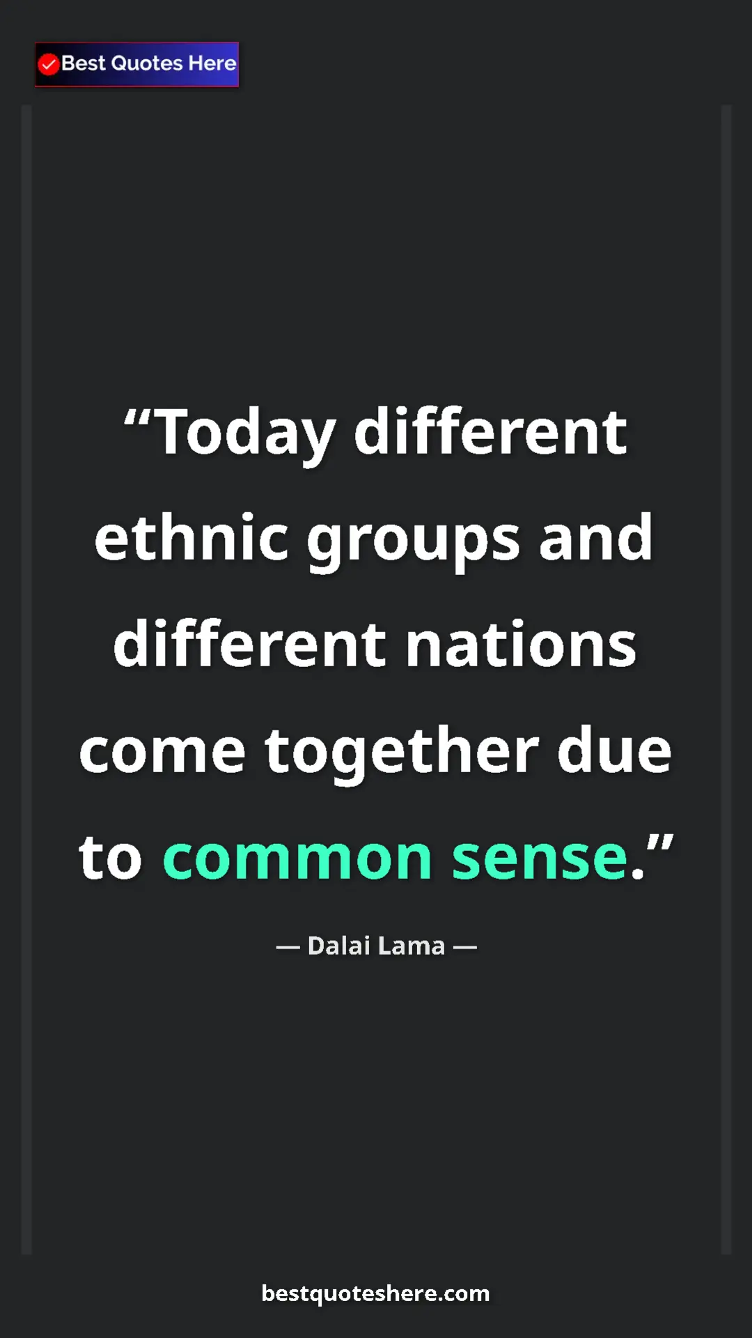 Pinterest quote poster by Dalai Lama: "Today different ethnic groups and different nations come..."