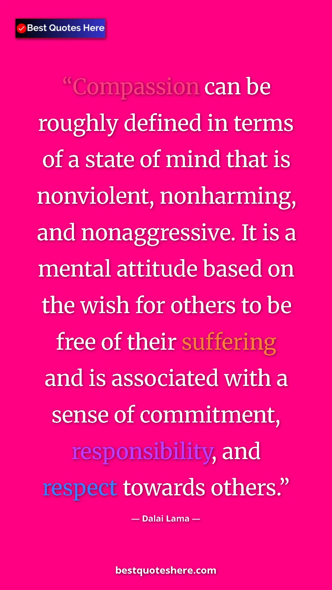 Dalai Lama Quote Card: "Compassion can be roughly defined in terms of a state of..." Pinterest quote poster by Dalai Lama: "Compassion can be roughly defined in terms of a state of..."
