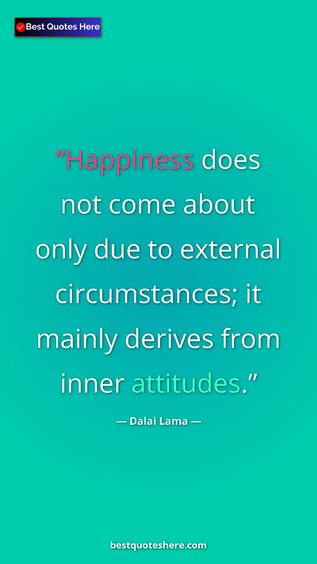 Pinterest quote poster by Dalai Lama: "Happiness does not come about only due to external..."