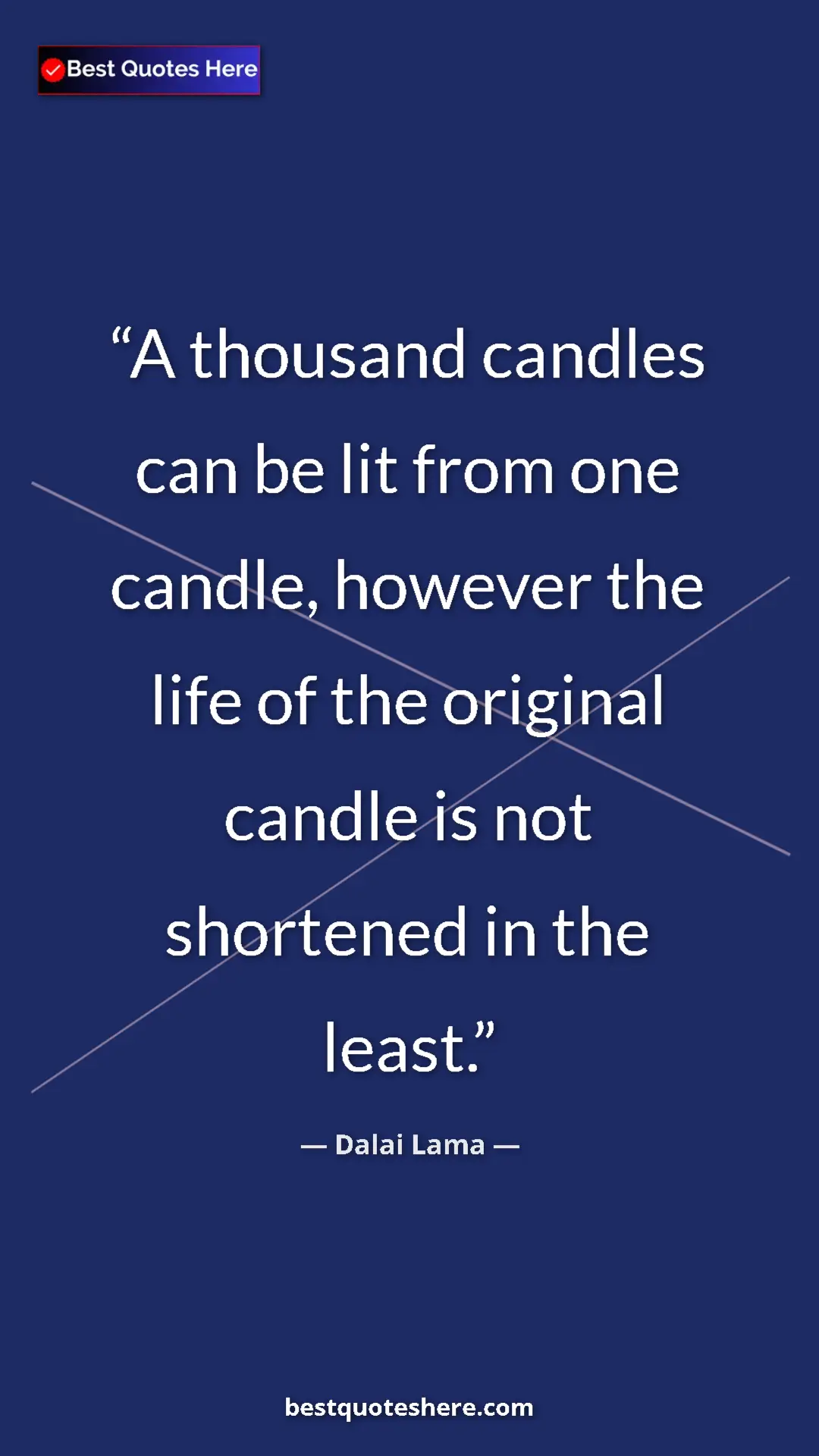 Dalai Lama Quote Card: "A thousand candles can be lit from one candle, however the..." Pinterest quote poster by Dalai Lama: "A thousand candles can be lit from one candle, however the..."