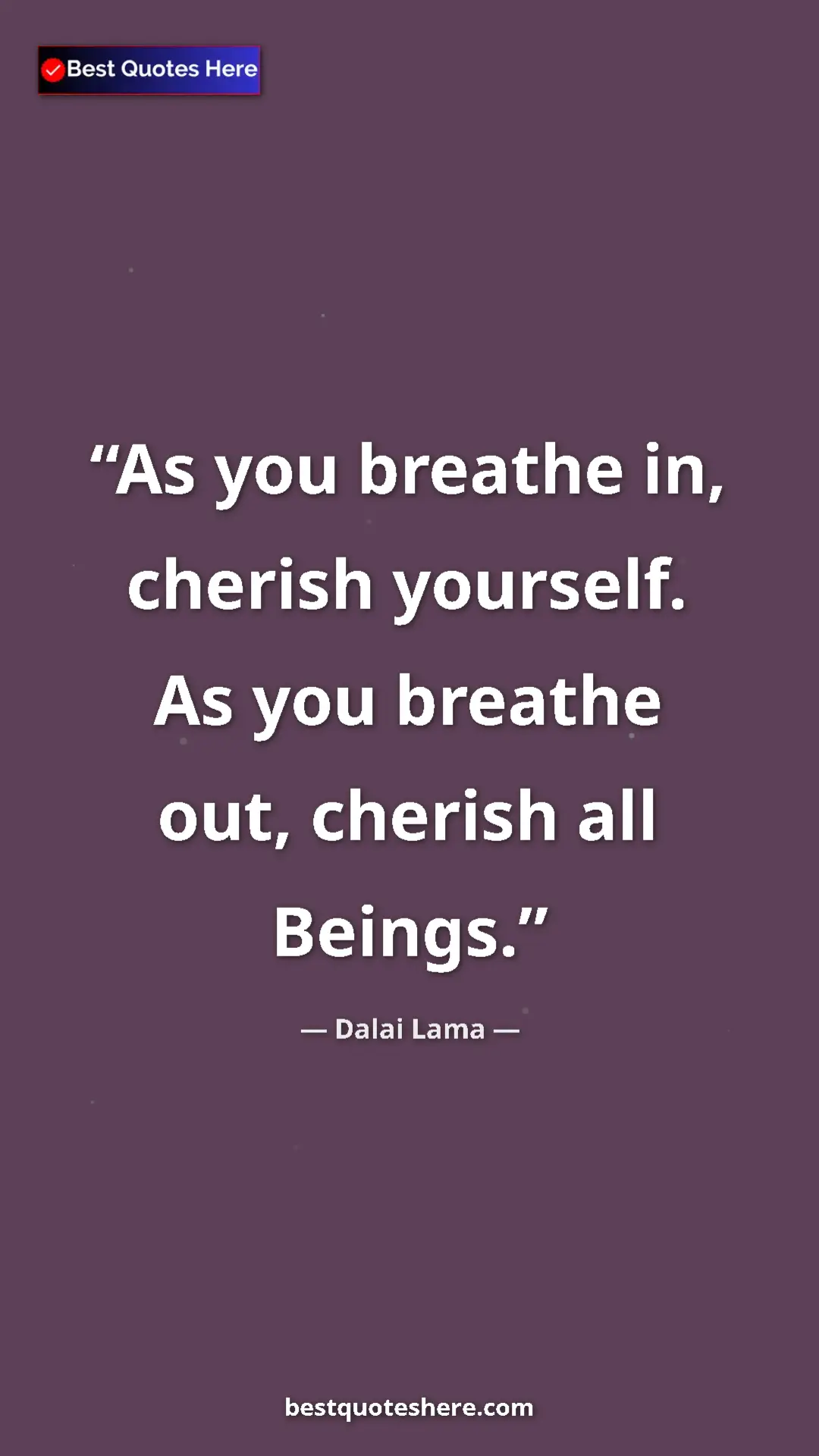 Pinterest quote poster by Dalai Lama: "As you breathe in, cherish yourself. As you breathe out,..."