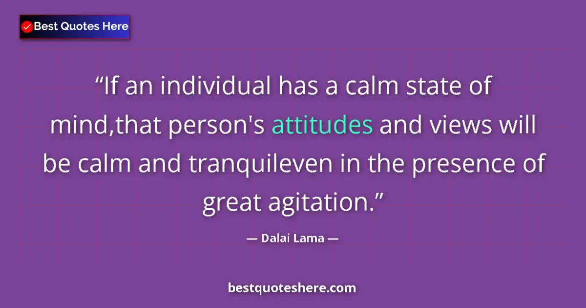 Quote by Dalai Lama: If an individual has a calm state of mind,that per