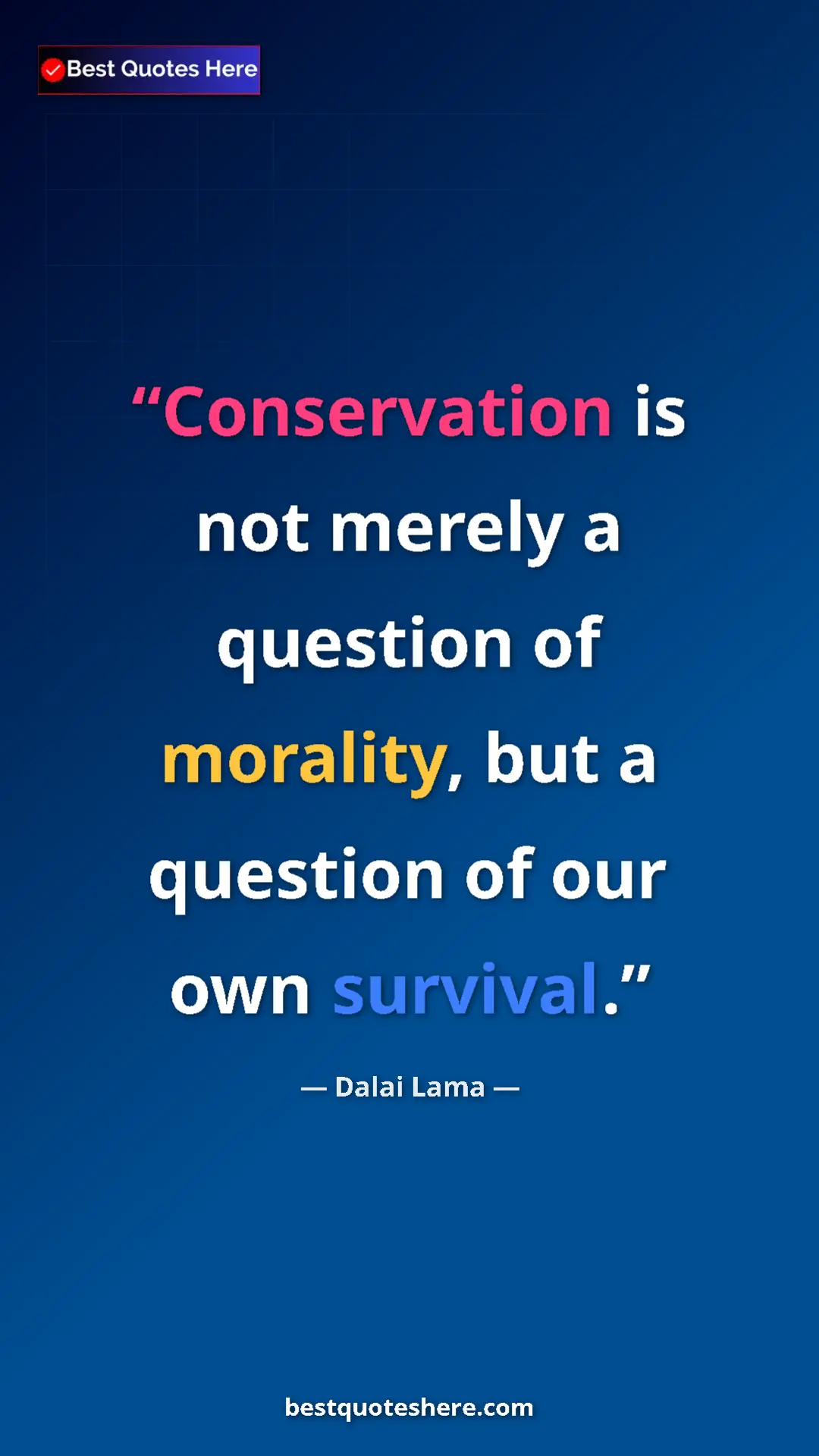 Pinterest quote poster by Dalai Lama: "Conservation is not merely a question of morality, but a..."