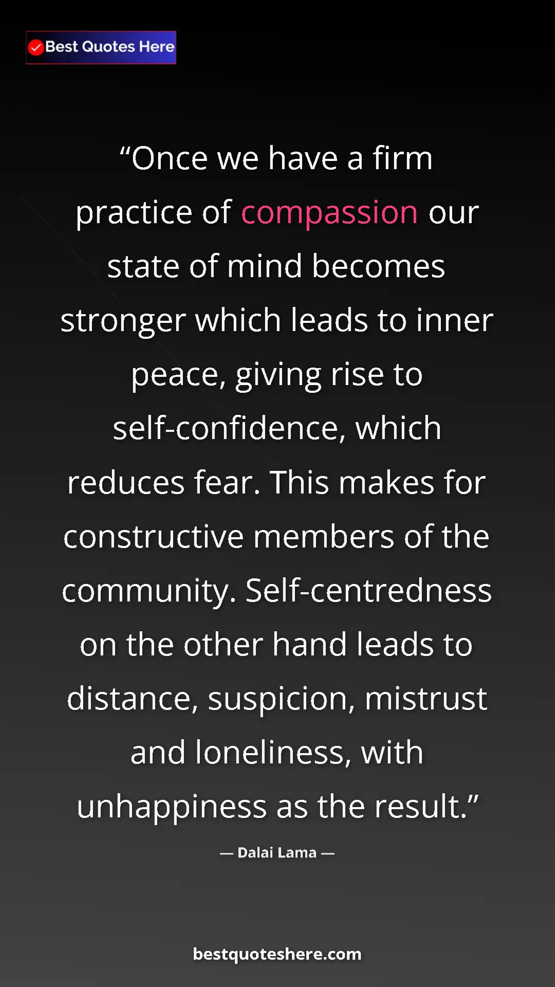Dalai Lama Quote Card: "Once we have a firm practice of compassion our state of..." Pinterest quote poster by Dalai Lama: "Once we have a firm practice of compassion our state of..."